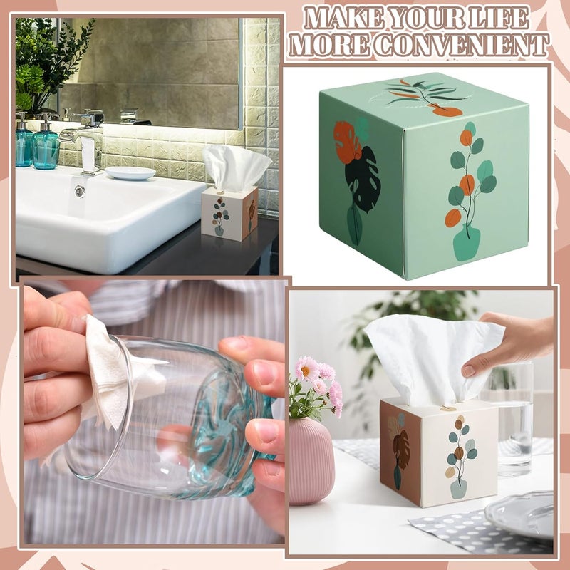 Fourluoo 12 Pack Fall Vase Illustration Facial Tissues Cube Face Boxes 600 Sheets 3 Ply Small Square Tissues Bulk for Car Bedroom Supplies - Image 5